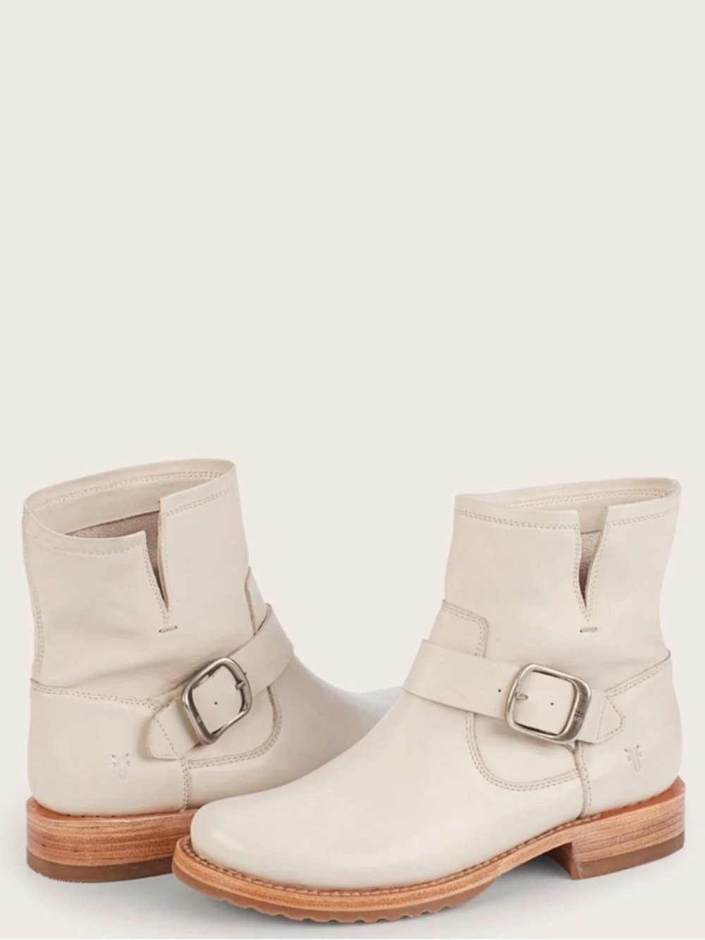 Frye Off-White Veronica Leather Ankle Boot with Buckle - Picture 3 of 14